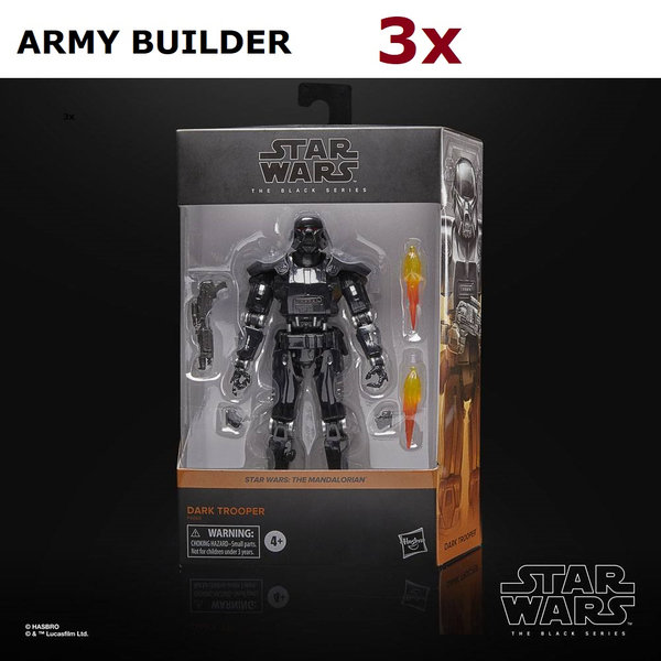 Army Builder: 3x Star Wars: The Mandalorian Black Series Deluxe Dark Trooper 15 cm